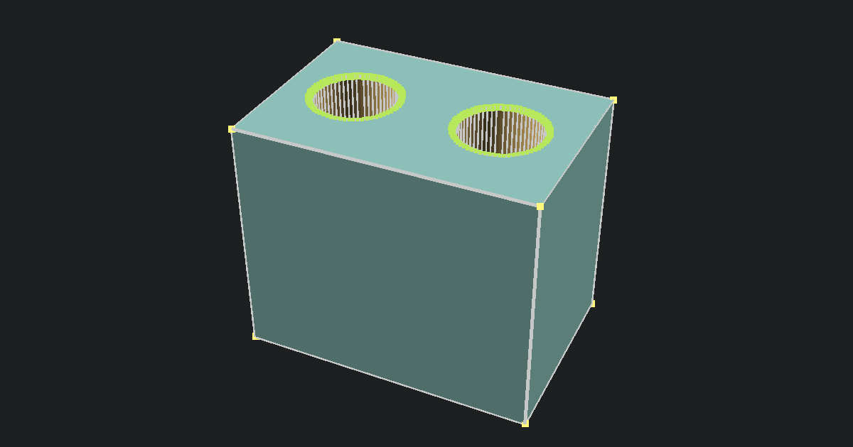 Two-hole desk organizer rendered from OpenSCAD primitives