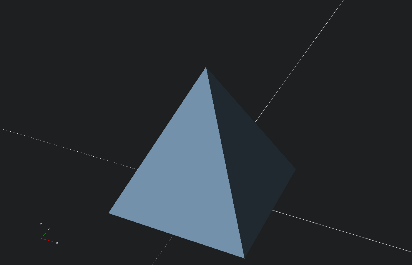 OpenSCAD render of a five-point polyhedron shaped like a pyramid