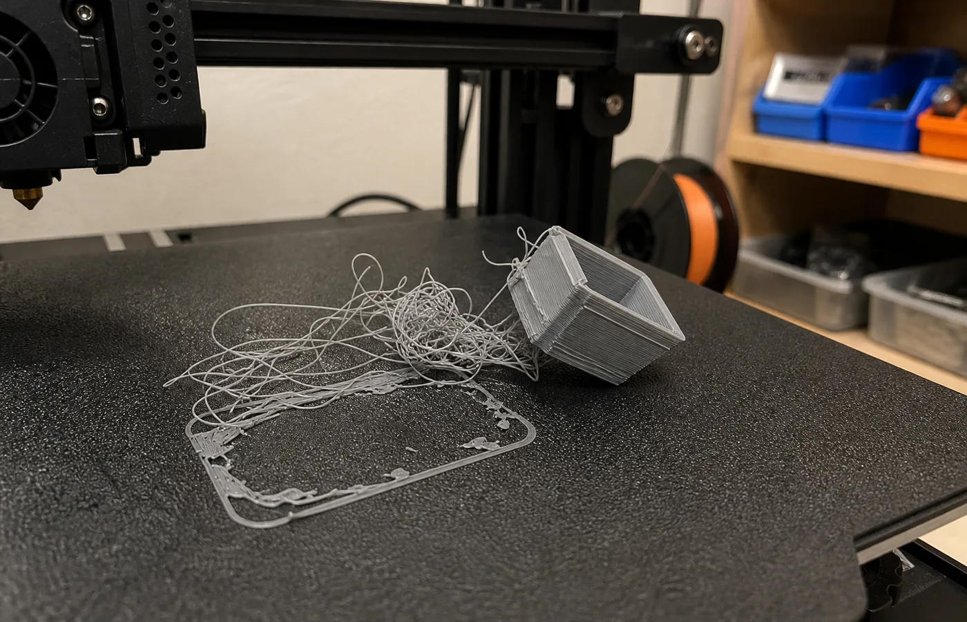 Poor bed adhesion causing a 3D print to detach mid-print